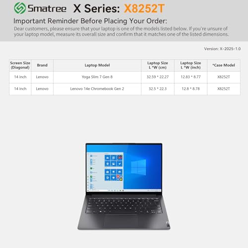 Image of Smatree Hard EVA Protective Sleeve Compatible for 14 inch Lenovo Yoga Slim 7 Gen 8, 14 inch Yoga Pro 7i, ThinkPad T14s Gen 2 Case (X8252T)