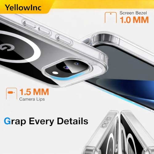 Image of UV Treated Clear Magnetic Case Cover for Google Pixel 10A, 2600 Gauss Magnetic Ring, 3-Way Stand, Military Grade Shockproof (Transparent MagSafe Stand, Google Pixel 10a)