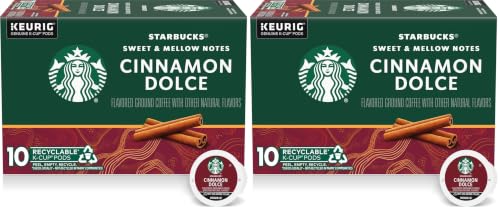 Starbucks K-Cup Coffee Pods, Cinnamon Dolce Flavored Coffee, Naturally Flavored, 100% Arabica, 1 box (10 pods) (Pack of 2)