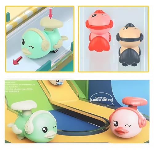 Image of Crackles Press & Go Penguin Toy - Cartoon Animal Push and Go Mini Car - Friction-Powered Cute Toy for Babies & Toddlers - Multicolor - Pack of 2