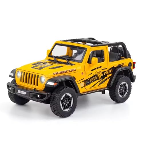 Image of 1:32 Alloy Model Car Compatible for Wrangler Rubicon Style, Diecast Pull Back Toy Car with Light & Sound for Kids Boys Girls Gift (Yellow)