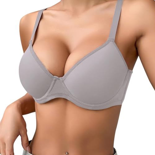 Sujetador sin varillas para mujer, suave, cómodo, sin costuras, push up, ajustable, cómodo, lencería de cobertura completa, color sólido, ropa interior fruncida, ropa interior brillante a la moda