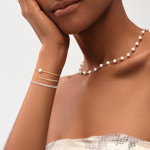 Image of MEVECCO Bracelet for Women 14K Gold Plated Dainty Chain Simple Jewelry Cute Handmade Minimalist for Her