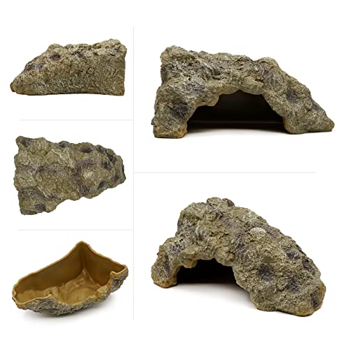 Khearpsl Reptile Hideout Reptile Rock Hide Cave Hideaway Shelter For Bearded Dragon Lizards Snake Gecko Turtle Amphibian Habitat Decor (Large) #TOP6