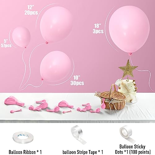 Image of Pastel Pink Balloons, 113Pcs Baby Light Pink Balloons Different Sizes, 18 /12 /10 /5 Inch Macaron Pastel Pink Balloon Garland Pink Latex Balloons for Birthday Baby Shower Gender Reveal Party Decorations