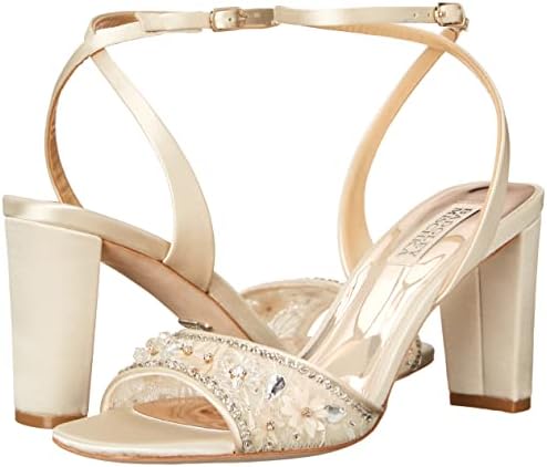 Badgley Mischka Women's TAYTEN Heeled Sandal, Ivory Satin, 8.5 | Image 6