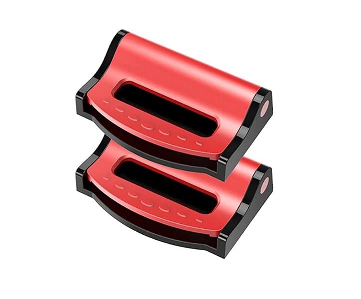 TINSICOCar Seatbelt Strap Adjuster Clip | Safety Seatbelt Clips Adjust for Adults | Car Interior Accessories Universal for Most Vehicles (2 PCS) (Red Car Seat Belt Clip)