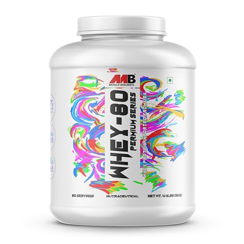 Image of MB Muscle Builder's Whey 80 Protein Supplement Powder With Digestive Enzyme | BCAA | Whey Protein | - (Chocolate, 4.4 Lbs)
