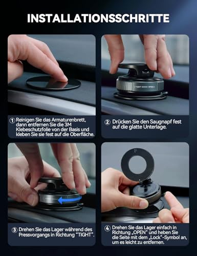 JOYROOM Vakuum Handyhalterung Auto Magnet Faltbar, Saugnapf Handy Halterung Auto Magsafe mit 360° Verstellbarer Metallarm, Magnetische Handyhalterung Auto für iPhone 17 16 15 14 13 12 & MagSafe Hülle