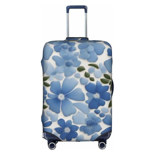 Blue Flowers Tsa Approved Luggage Cover For 18-32 Inch Suitcases Scratch-Resistant Stretch Luggage Cover