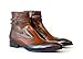 Jo Ghost 4765 Italian Brown/Cognac Leather Ankle Boots W/2 Buckles,Zipper