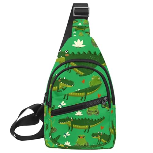 Sac à bandoulière grenouille vert crocodile anti-encombrement | Sac à dos zippé