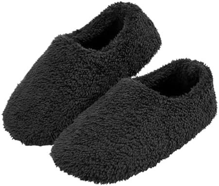 （08:30時点） [Adukor] スリッパ 冬 あったかスリッパ もこもこ 男女兼用 滑り止め 静音 スリッパ 室内 ルームシューズ 室内履き 北欧 防寒 冬用 足冷え対策 暖かい 洗える (ブラック, 大人, 28.0 cm, 長さ・寸法・重量（範囲）, 日本の靴のサイズ寸法, 29.5 cm)