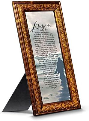 Crossroads Home Décor Footprints in the Sand Inspirational Wall Art - Christian Gift for Men & Women - Baptism Wedding Sympathy Religious Occasion - 7703R