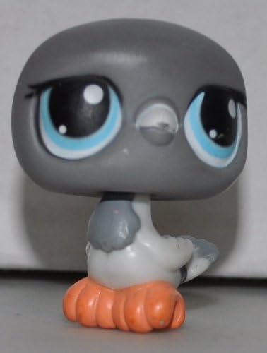Pigeon #356 (Grey, Blue Eyes, black stripes on wings) - Littlest Pet Shop (Retired) Collector Toy - LPS Collectible Replacement Single Figure - Loose (OOP Out of Package & Print)