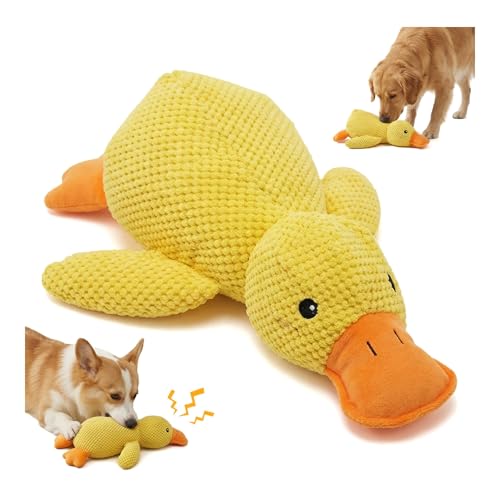 JINTONE Squeaky Dog Toy Duck Funny Dog Toy for Dogs(Yellow Medium)