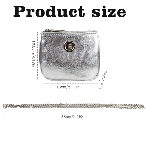 Andiker Small Crossbody Purses for Women, Reflective PU Coin Purse for Women with Silver Chain Shoulder Strap2