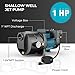 BOMGIE 1HP Shallow Well Jet Pump, 115V/230V Durable Cast Iron Pump, Well Depth up to 25 ft, Automatic Pressure Switch, for Farm, Lawn, Garden