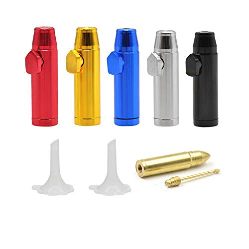 Adasea 5 Pcs Snuff Bullet Aluminium Snuff Dispenser Snorter Bullet Rocket Shape Nasal
