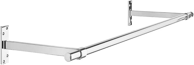 Shopfitting Warehouse Wardrobe Wall-Mounted Chrome Tube Hanging Rail Kit - 1 m Tube, Wall-Fix Arms and End Caps