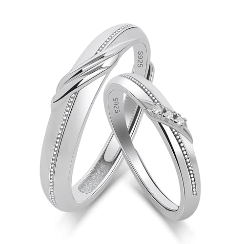 Meissa Bague Couple en Argent 925 – Anneaux Croisés Élégants pour Homme et Femme – Alliances Ajustables avec Détails Finement Sculptés – Cadeau...