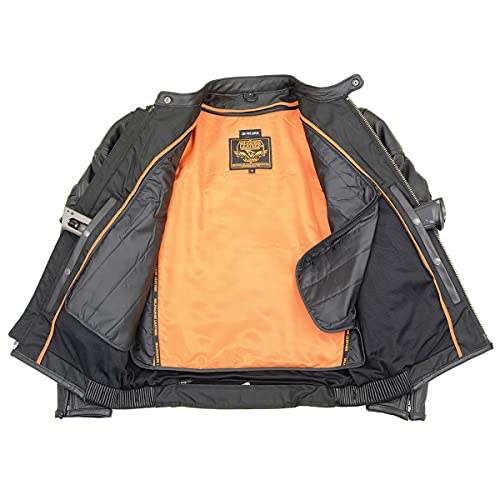 Milwaukee Leather ML2083 Men's Black Premium Leather Vented Motorcycle Rider Jacket w/Reflective Piping4