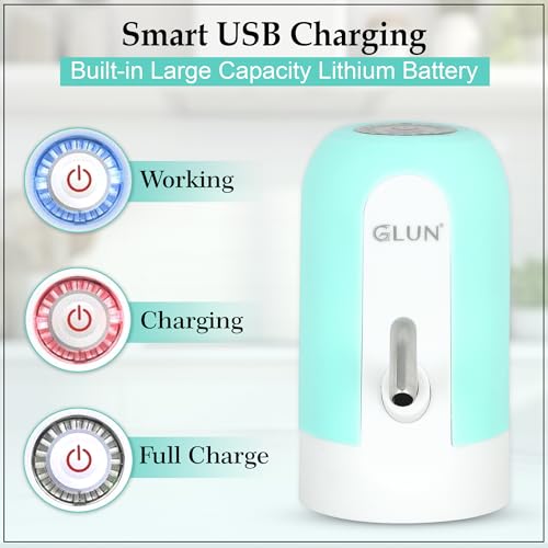 Image of GLUN Portable Beverage Dispenser, Rechargable Type-C USB Port, Pumps Water Upto 5 to 20 Litre Bottle, Premium Colour & Portable Design