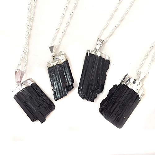 Colar Folheado Prata Turmalina Negra Bruta