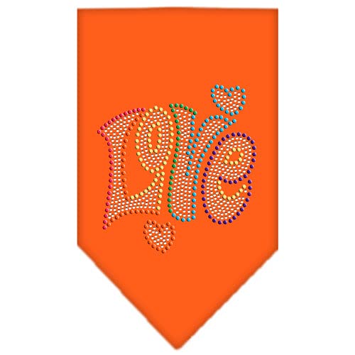 Mirage Pet Products 67-95 LGOR Technicolor Love Rhinestone Orange Print Bandana, Large