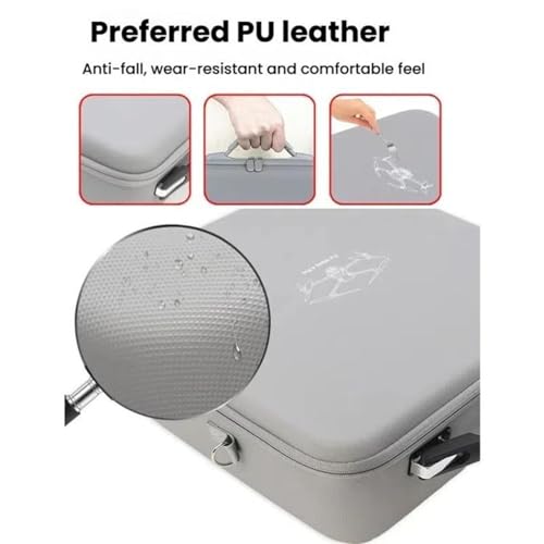 Image of M.G.R.J Travel Portable Bag for DJI Mavic 4 Pro Drone Fly More Combo (DJI RC 2 / RC Pro 2 Remote Controller) (Hard|PU Leather|Grey) (Drone and Accessories are NOT Included)
