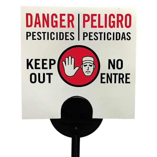 Panneaux Danger Pesticides de 10,2 x 10,2 cm avec piquet en plastique