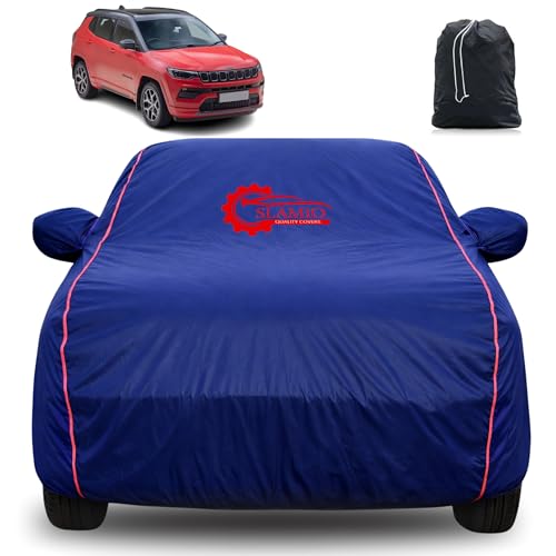 Image of 100% Waterproof Car Cover for Jeep's Compass 2021-2026 | All-Weather, Dustproof & UV Protection | Heavy-Duty 3-Layer Fabric | Custom Fit with Mirror & Antenna Pocket | Navy Blue
