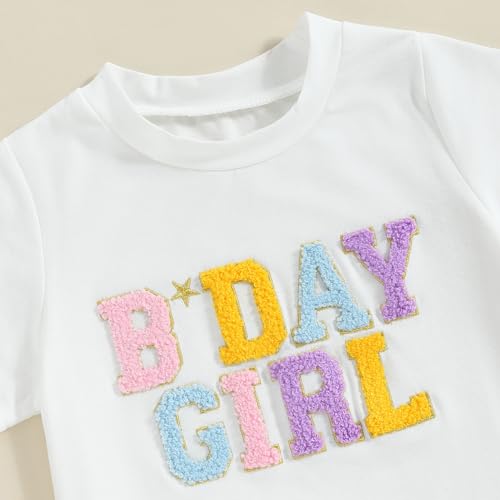 Baby Girl Birthday Outfit Embroidery Birthday Girl Short Sleeve Shirts and Tutu Skirts Set Baby Girl Birthdays Outfit4