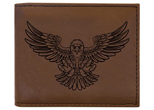 Rogue River Tactical Flying Eagle Men's Leather Bifold Wallet RFID Gift For Him Dad Father Billfold Father's Day Gift
