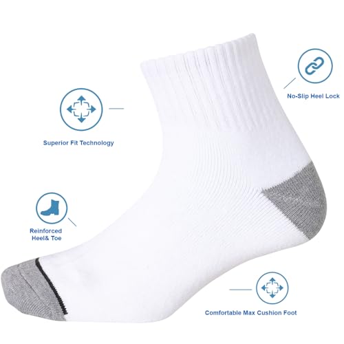 Men’s 10Pack Athletic Socks,Comfy Cotton Full Cushion Casual Ankle Socks3