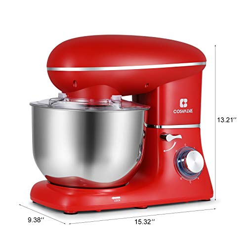 image for COSVALVE Stand Mixer,6.2-QT 660W 6-Speed Food Processing, Tilt-Head Fo
