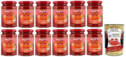 Mutti Sugo Con Pomodoro Datterino - Salsa con tomate y aceite de oliva virgen extra, salsa italiana de tomate 280 g + lata italiana gourmet Polpa di Pomodoro de 400 g
