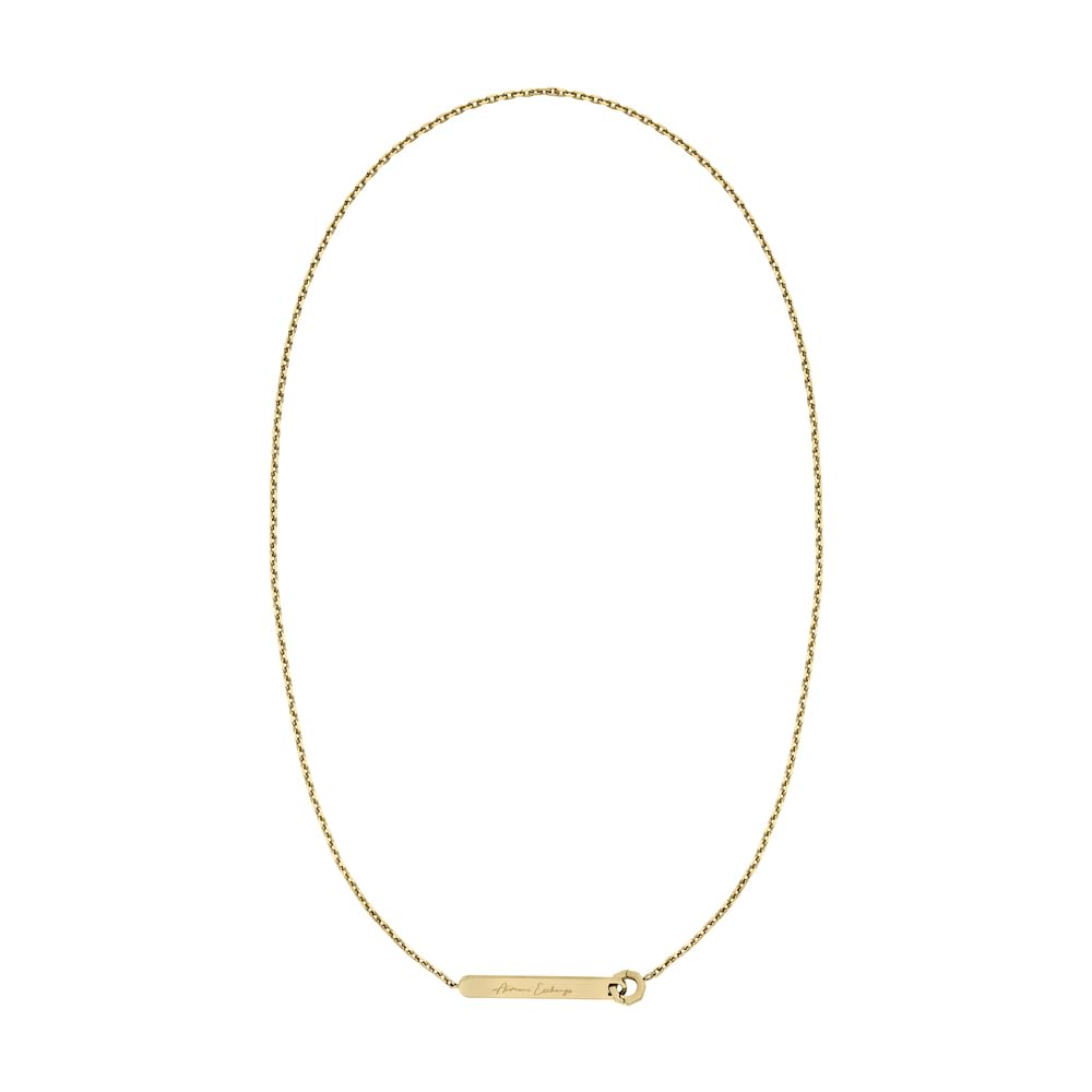 Armani Exchange Womens Stainless Steel ID Necklace, AXG0176710, Gold, Men
