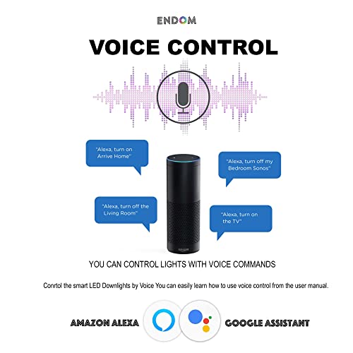 Endom Smart Recessed Lighting 6 Inch, Slim Smart Led Color Changing Recessed Lights Led 16W 1400Lm Wifi Compatible With Google Assistant/Alexa Retrofit Downlight With Junction Box (1Pcs) #TOP5