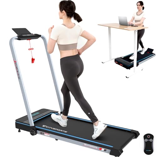 CITYSPORTS Cinta de Correr Plegable de 1400 W, Reposabrazos Controlable y Control Remoto, Velocidad Ajustable de 1 a 12 km/h, Cinta de Correr Profesional para el Hogar