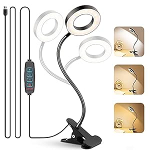 Lampe de lecture à pince – 48 LED protection des yeux lampe de lecture pince à livre, dimmable 3 température de couleur , 360° flexible -8W port USB utiliser une la lecture de nuit, lit, bureau