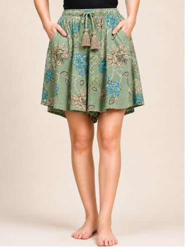 Image of B STORIES Women's Viscose Printed Lounge Culotte Shorts (Pack of 2)