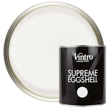 Vintro Paint | Satin Furniture Paint | White | Wood | Trim | Metal | Eggshell Finish | 1 Litre (Crystal)