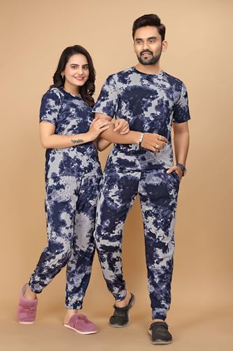 Image of Cotton Fashion Gallaria Couple Combo Pajama Set for Woman & Mens Combo Co-Order Set& Night Suit Set Combo|Nightwear| Tracking| Pajama Set Combo