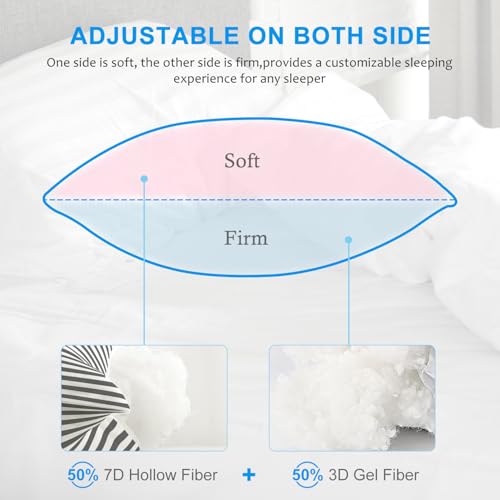 Image of EIUE Bed Pillows for Sleeping 2 Pack Queen Size,Super Soft Down Alternative Microfiber Filled Pillows,Pillows for Side and Back Sleepers,20 x 30 Inches,Striped White Grey