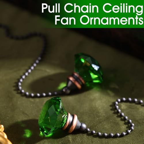 Image of Jovitec 2 Pcs Ceiling Fan Light Pull Chain, Green Color