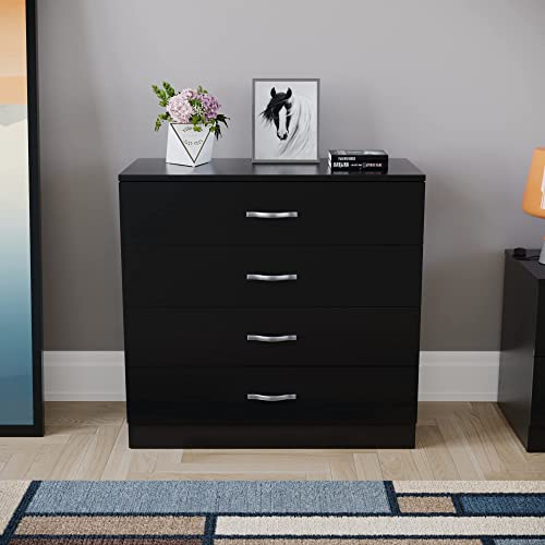 Vida Designs Black Chest of Drawers, 4 Drawer With Metal Handles and Runners, Unique Anti-Bowing Drawer Support, Riano Bedroom Furniture - Image 5