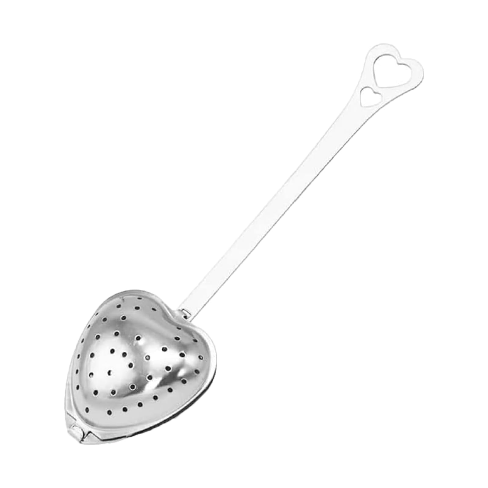Telituny Silver Heart Shape Tea Infuser Spoon，Stainless Steel Filter Tea Spoon With Long Handle,Long Grip Strainer For Loose Leaf Tea For All Loose Tea Leaves, Cooking Filter Mulling Spices, Teapot