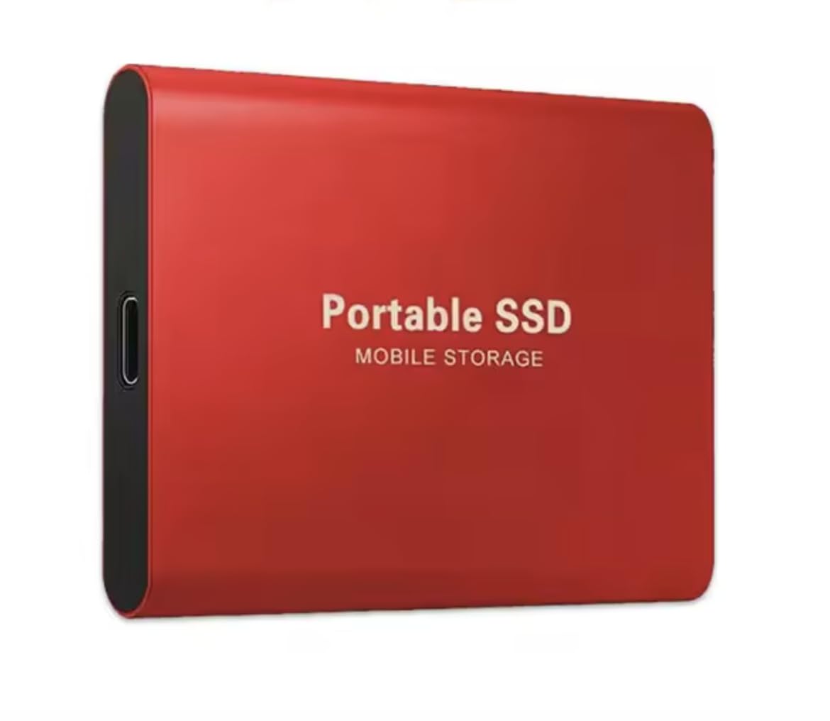 Generico SSD Portatile ad Alta Velocità per Laptop/PC/Ipad, Archiviazione Mobile 1TB, 2TB, 4TB, 8TB (Rosso, 1, TB)