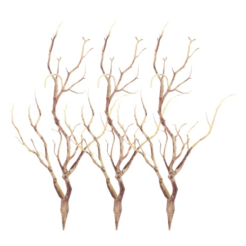 SEWACC Dried Plant Stems 3 Pcs Artificial Branches Plastic Tree Branches for Decoration Fake Branches Halloween Decor DIY Craft Wedding Home Office Decoration (Coffee) Artificial Plant Stems